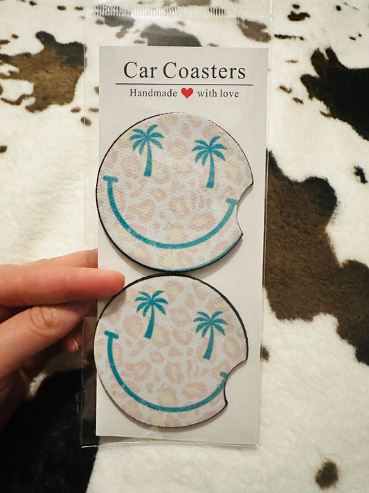 Smiley fabric coasters