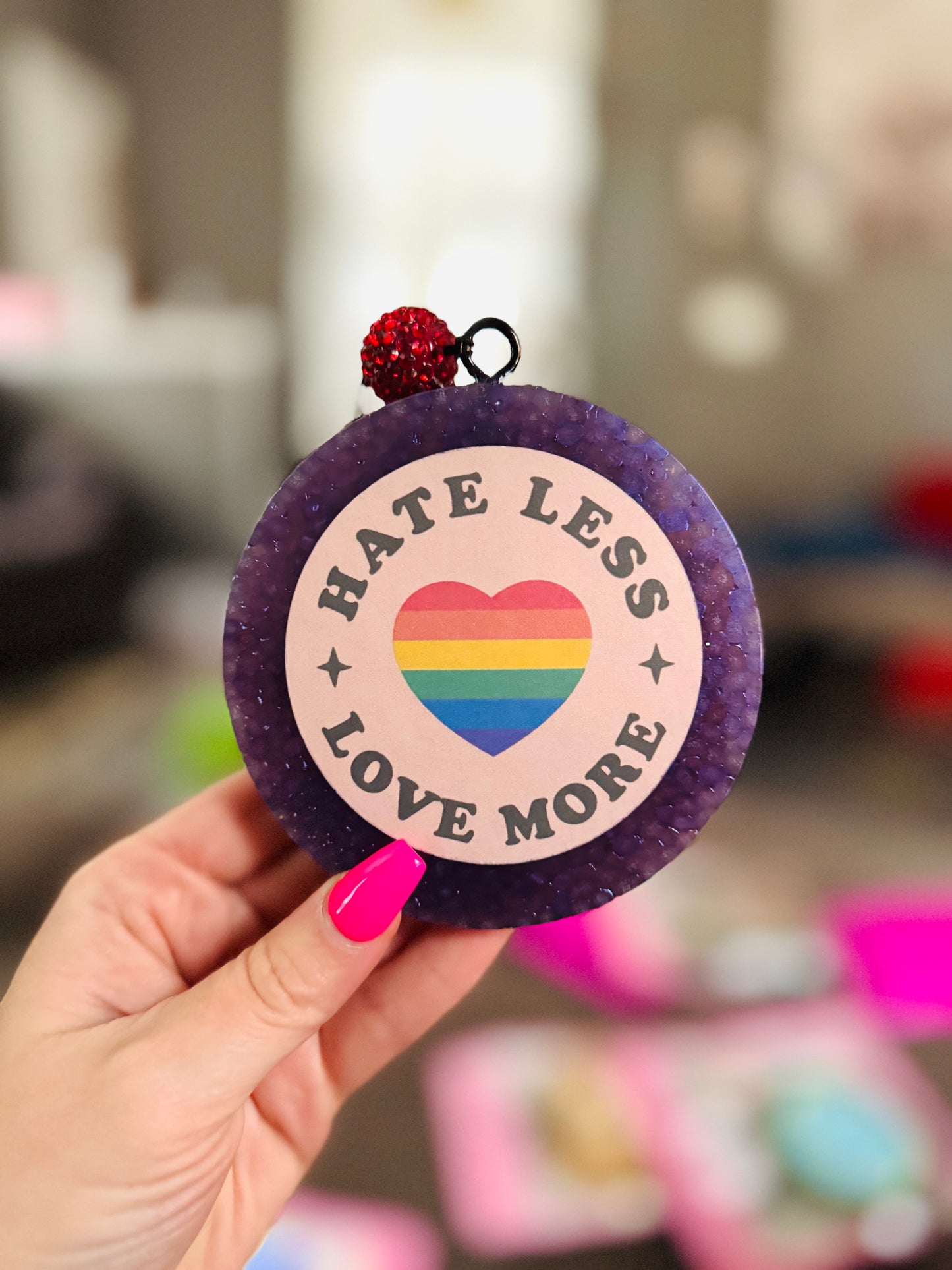 Hate less love more Large Car Freshie