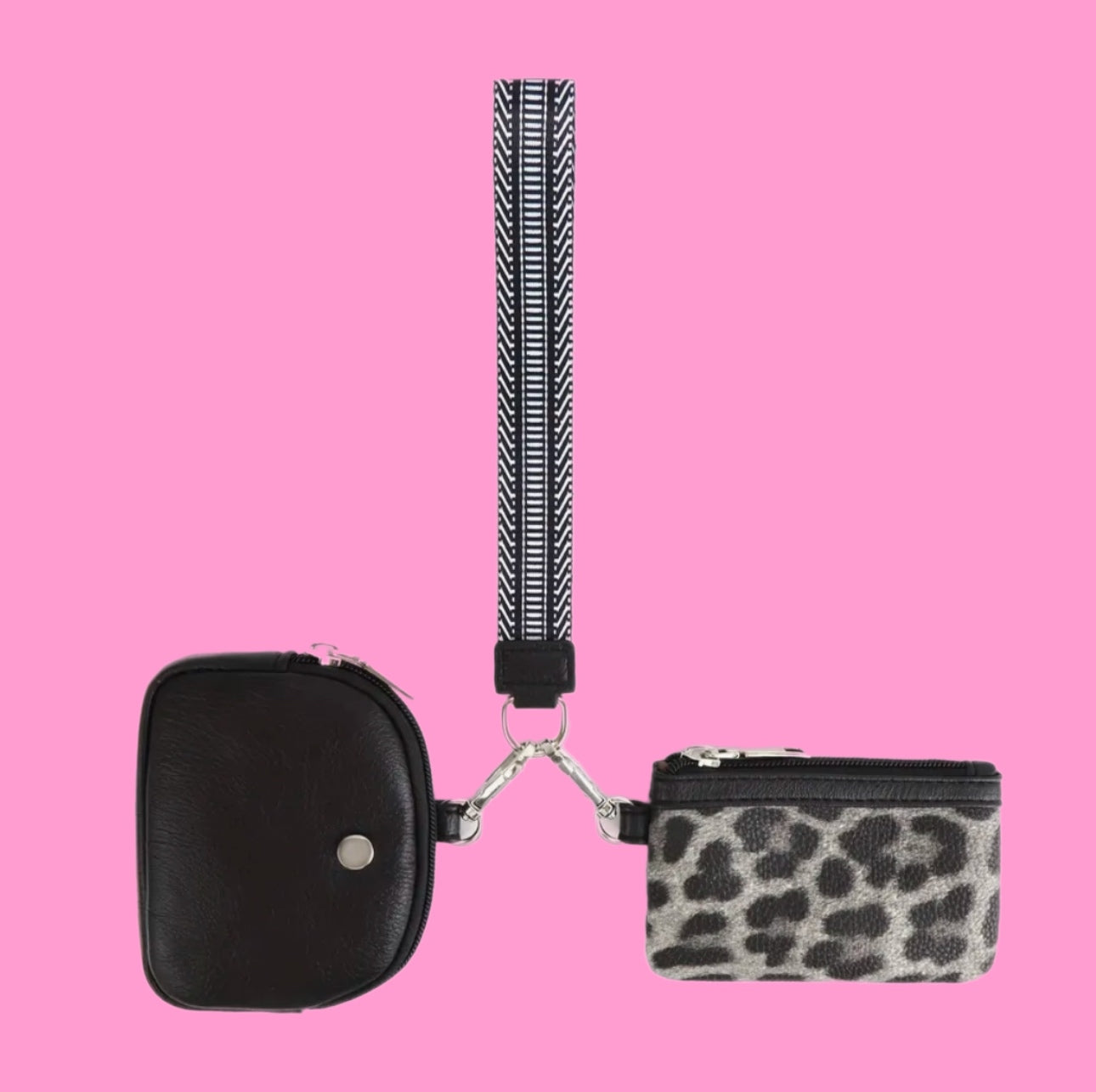 Leopard double wristlet wallet